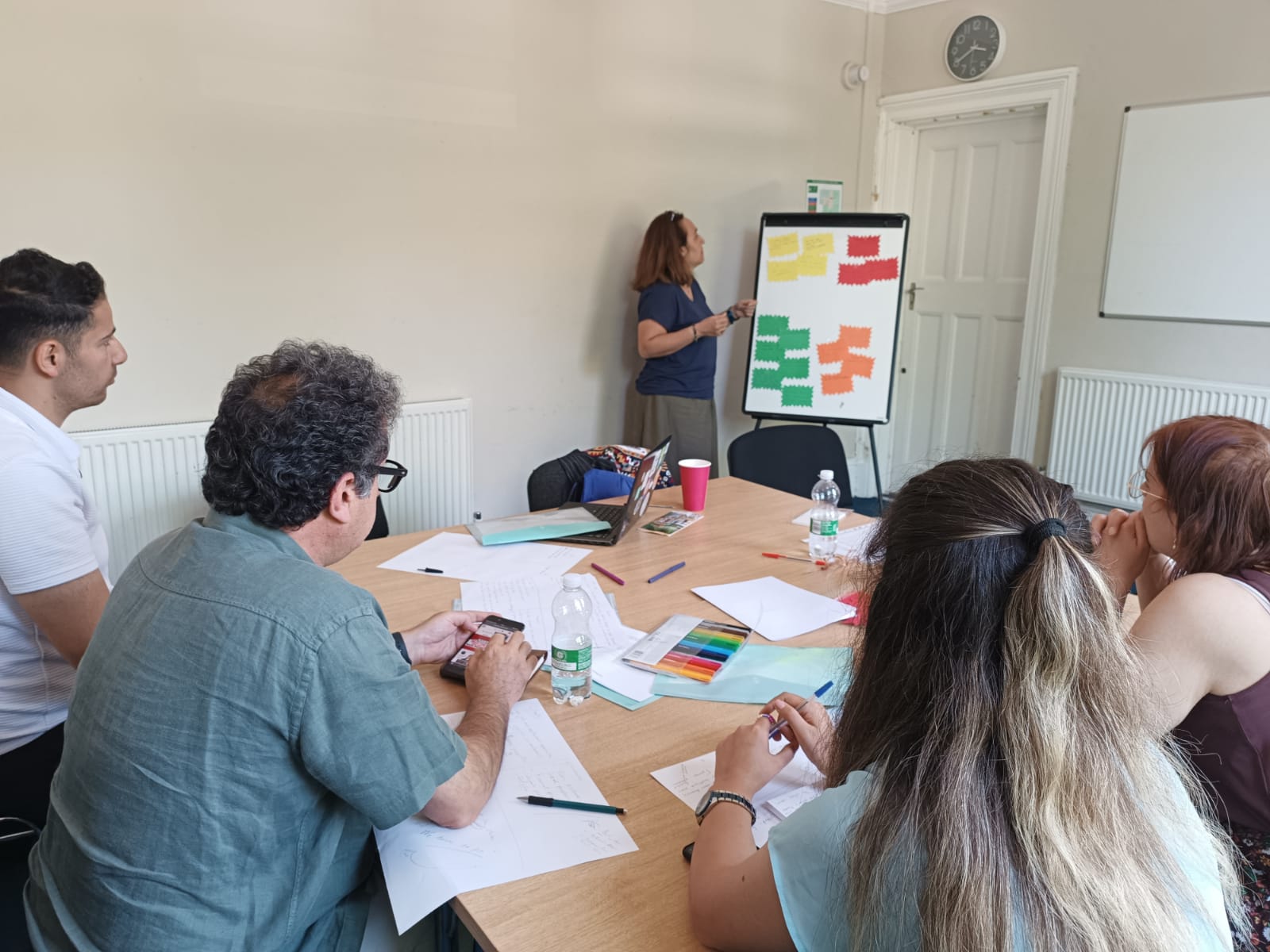 A training session in progress around a table
